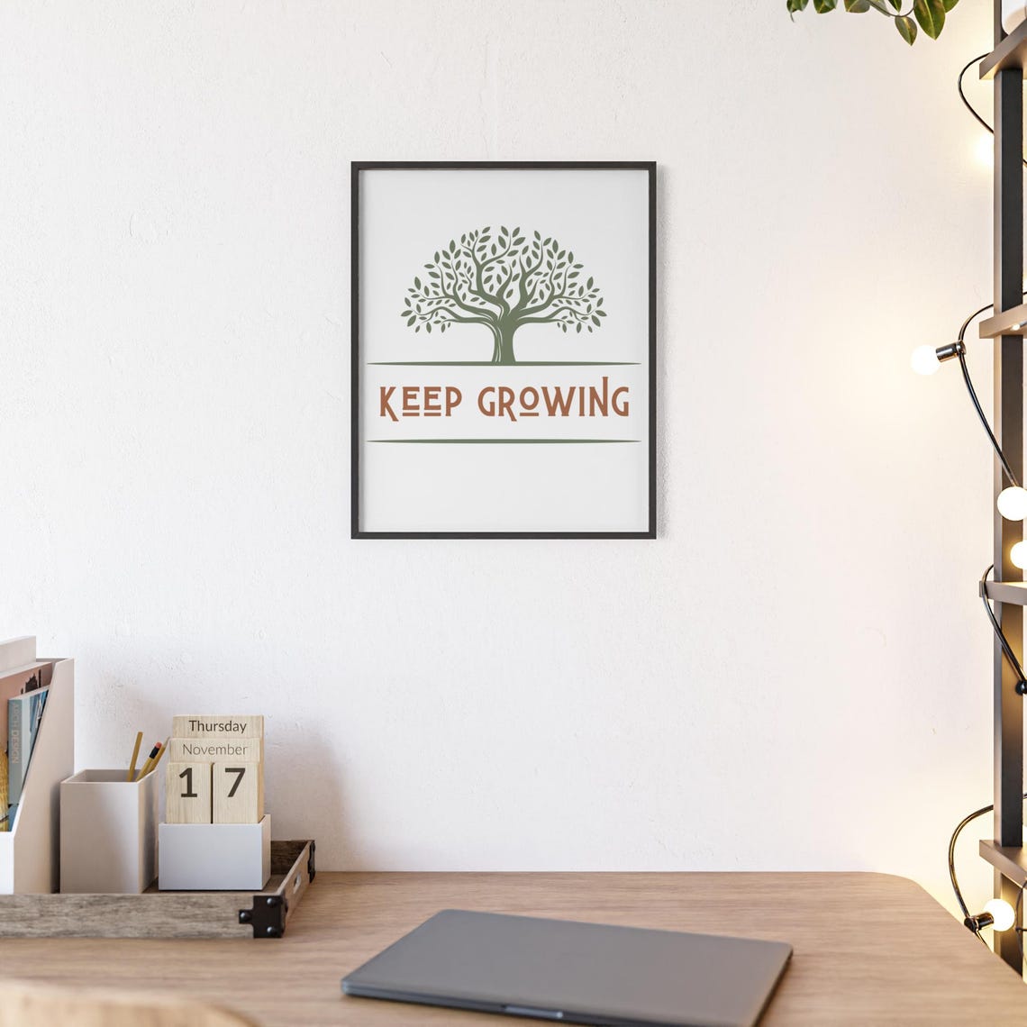 Keep Growing Green Tree Minimalist Nature Inspirational Poster - Image 2