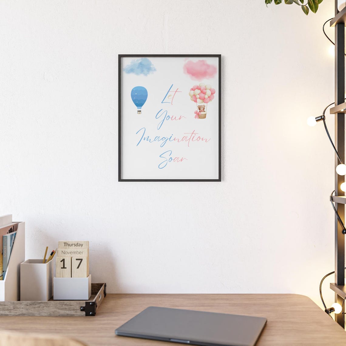 Let Your Imagination Soar Hot Air Balloon Dreamy Nursery Poster - Image 2