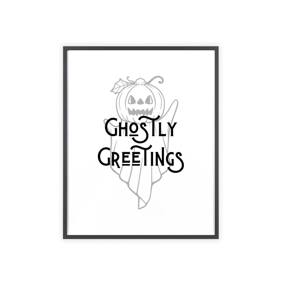 Ghostly Greetings Pumpkin Head Ghost Gothic Halloween Poster - Image 3