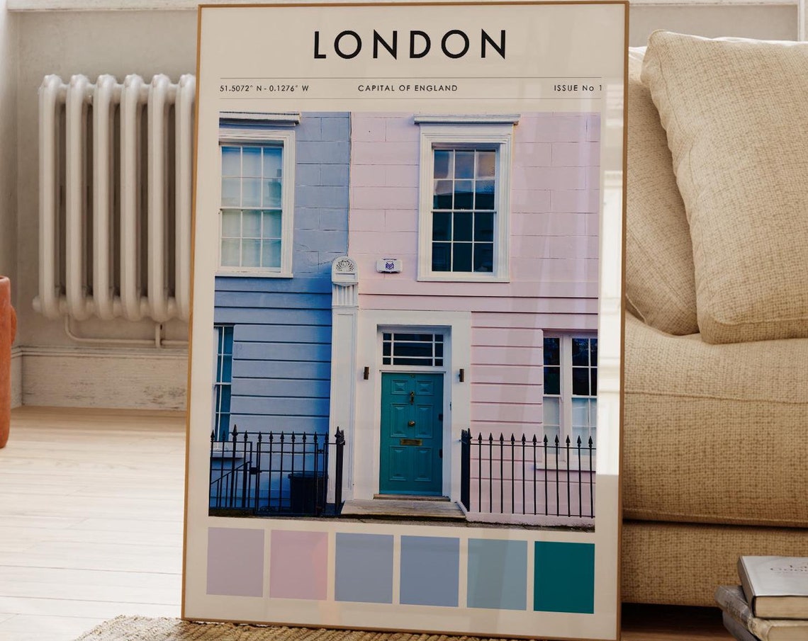 London Travel Poster Modern Pastel City Art