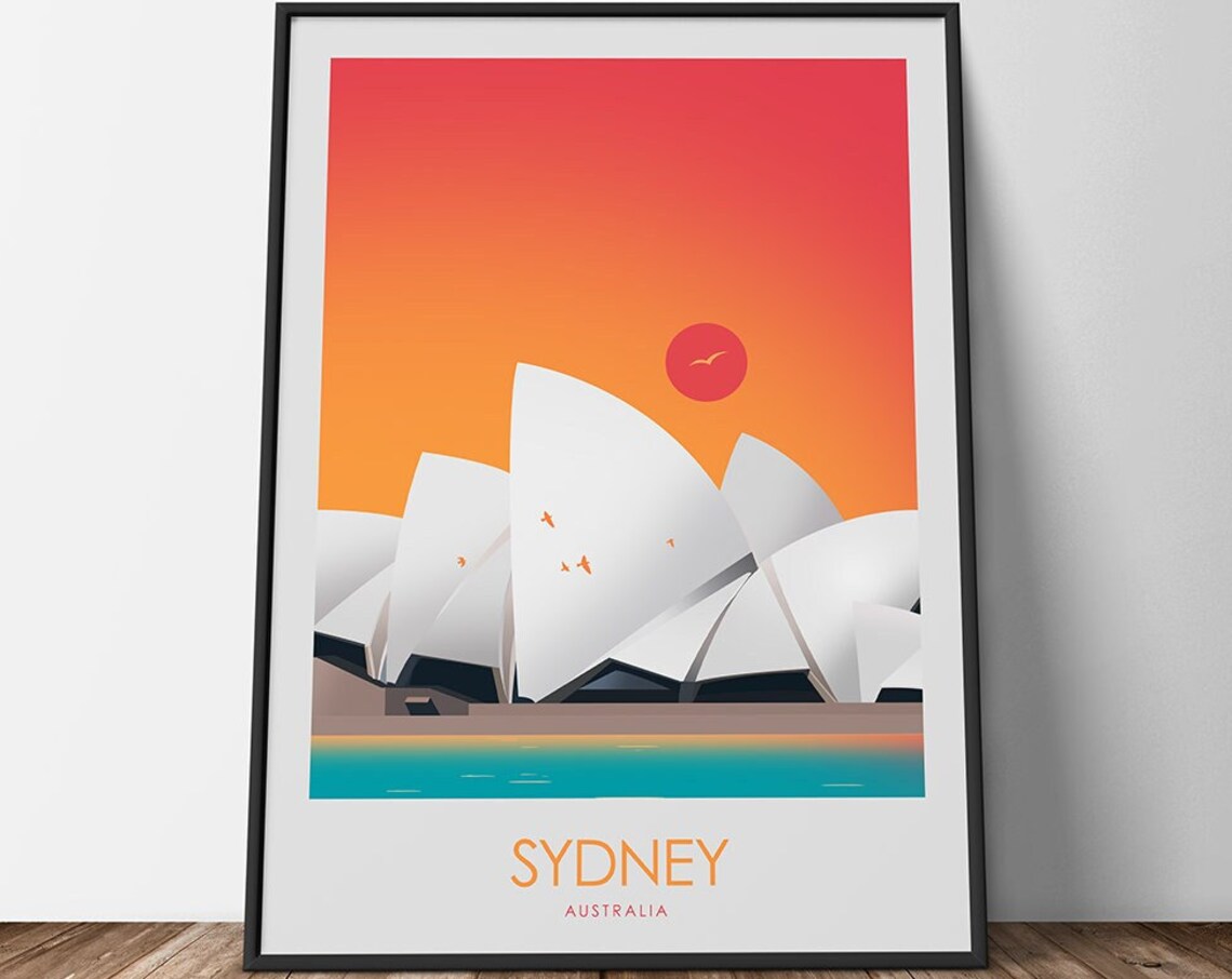 Sydney Opera House Sunset Travel Poster, Skyline - Image 3