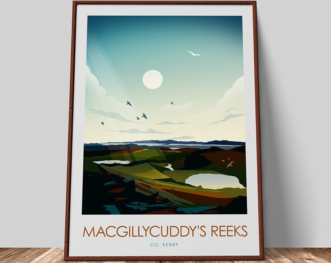 Macgillycuddys Reeks County Kerry Ireland Mountain Sunset Poster - Image 2
