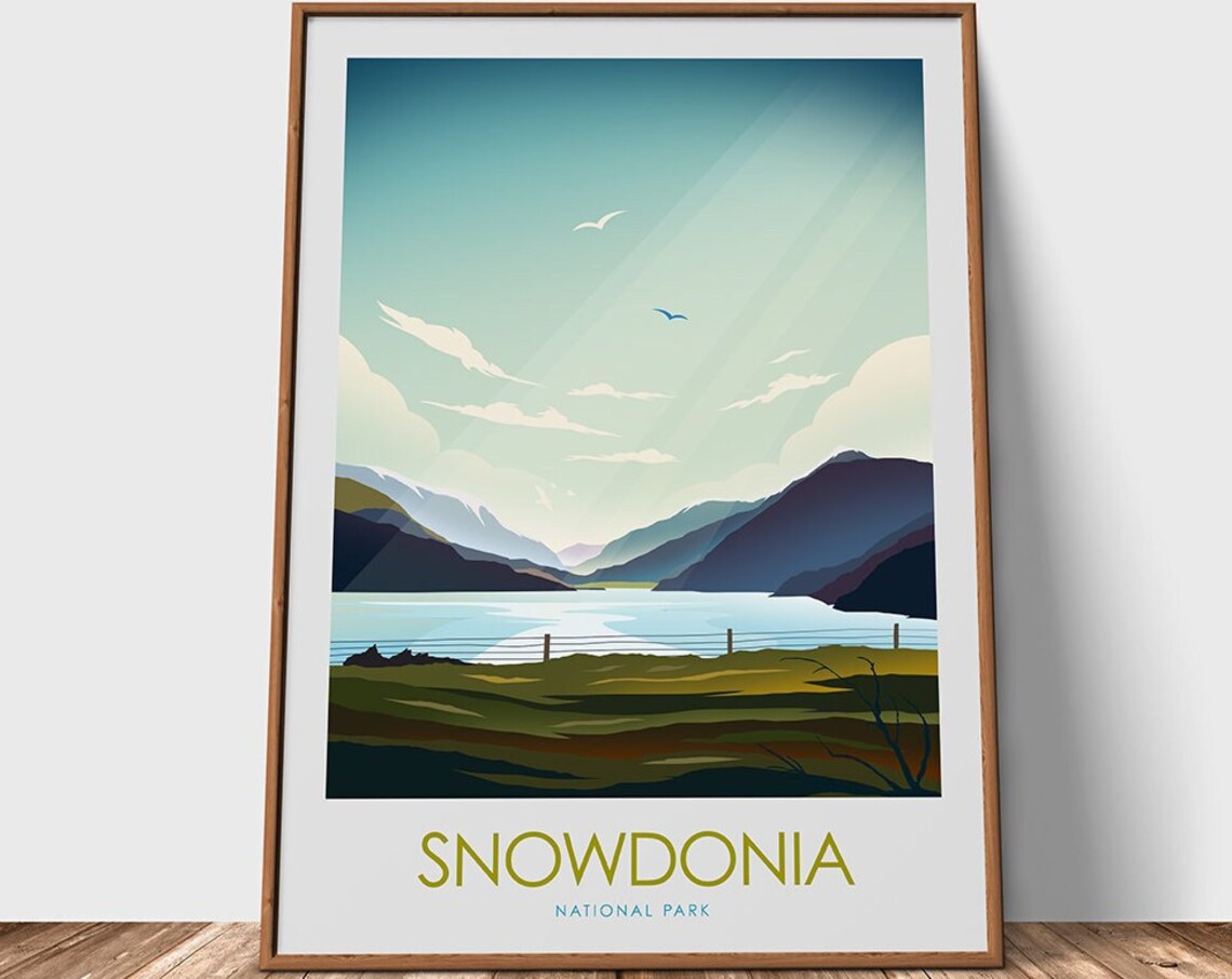 Snowdonia Travel Poster, National Park Wales - Image 3