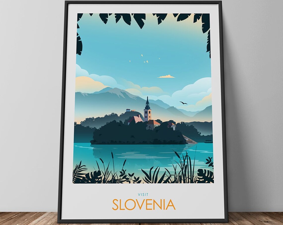 Slovenia Travel Poster, Lake Bled Wall Art Print - Image 3
