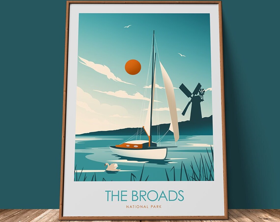 Norfolk Broads Travel Poster, Place-Inspired Art Print - Image 2