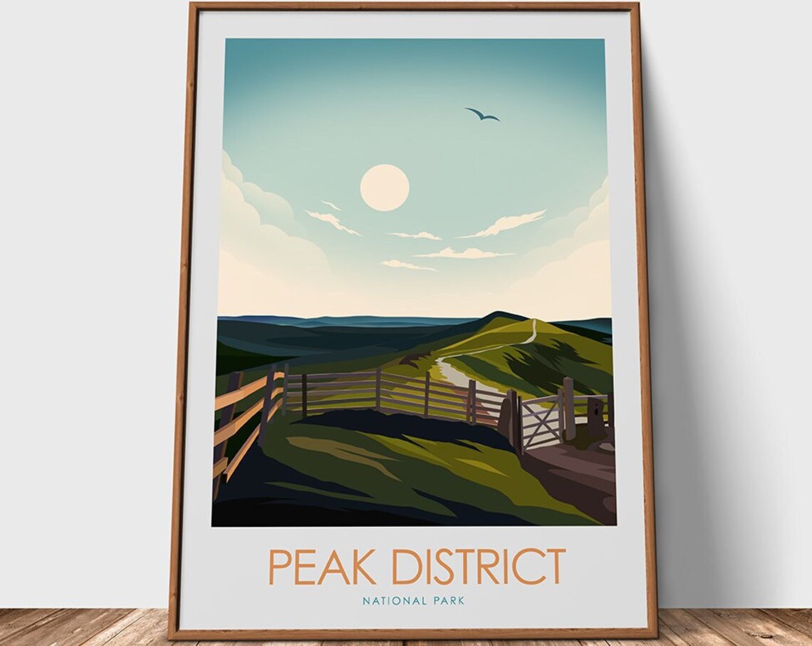 Peak District Mam Tor Travel Poster, England - Image 3