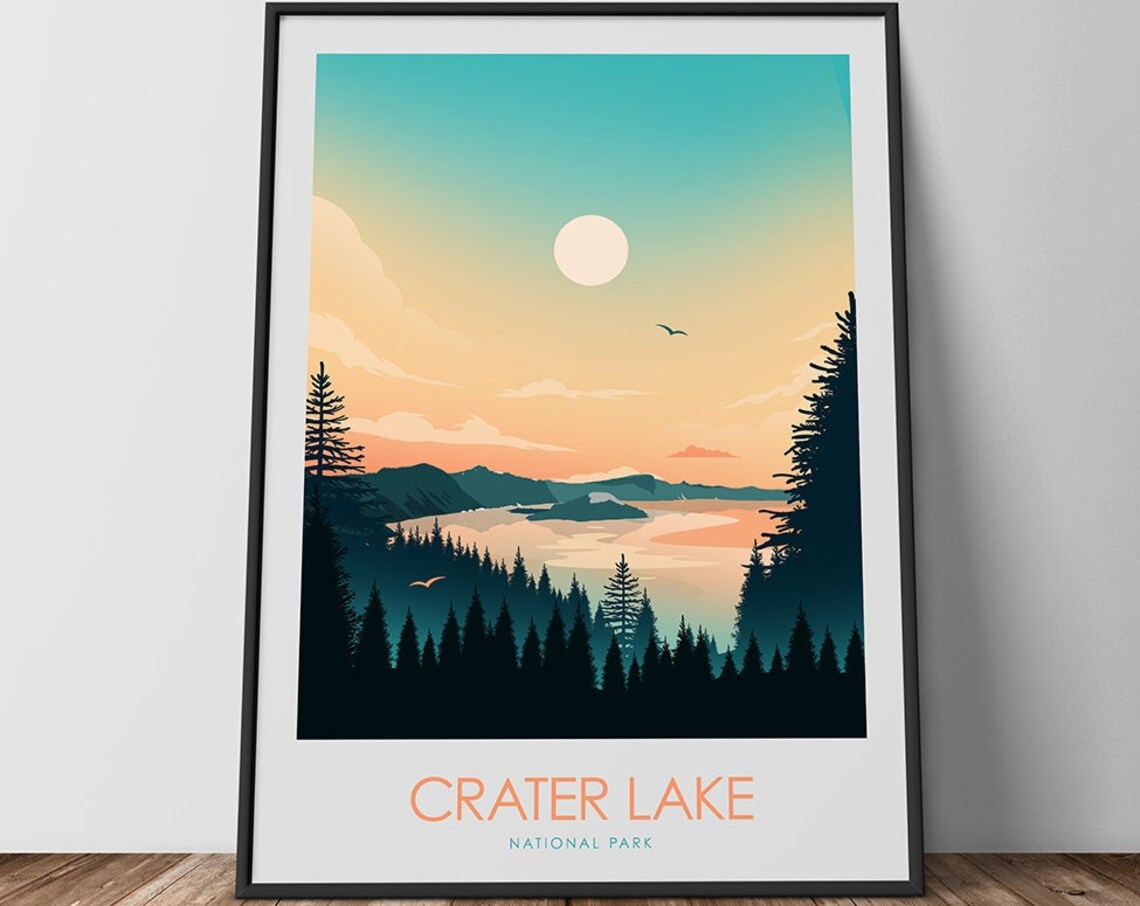 Crater Lake National Park Travel Poster Art Print - Image 2