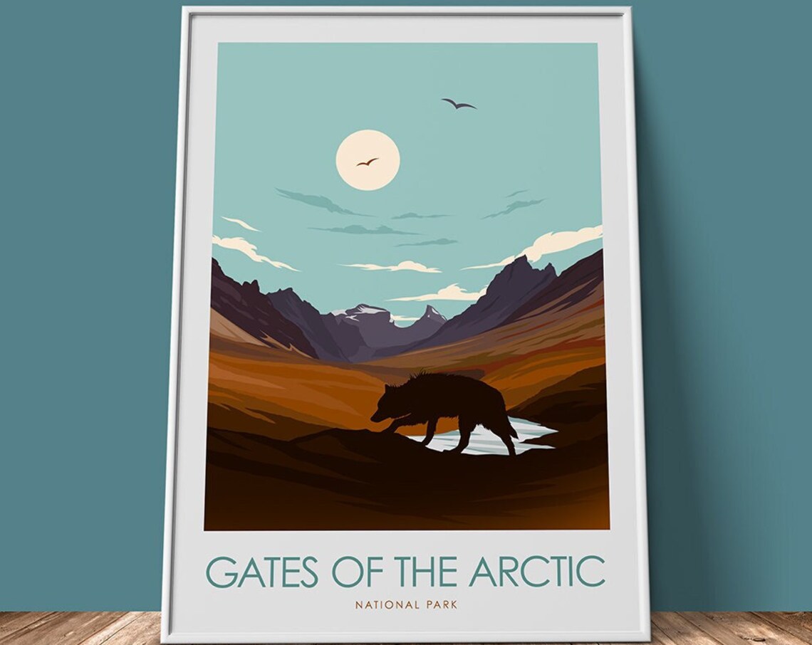 Gates Of The Arctic National Park Wolf Sunrise Travel Poster - Image 3