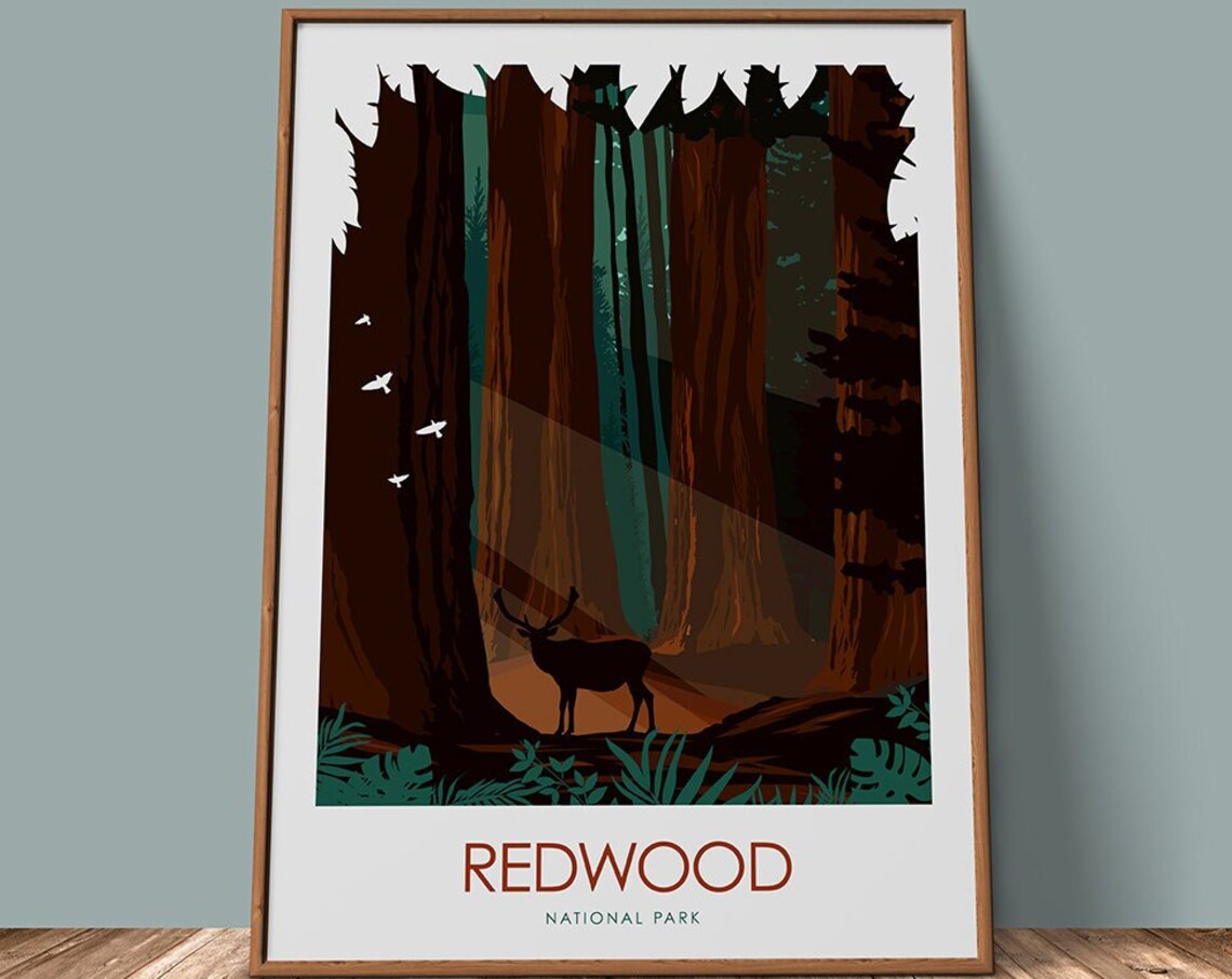 Redwood National Park Travel Poster, Redwood Park Art Print - Image 2