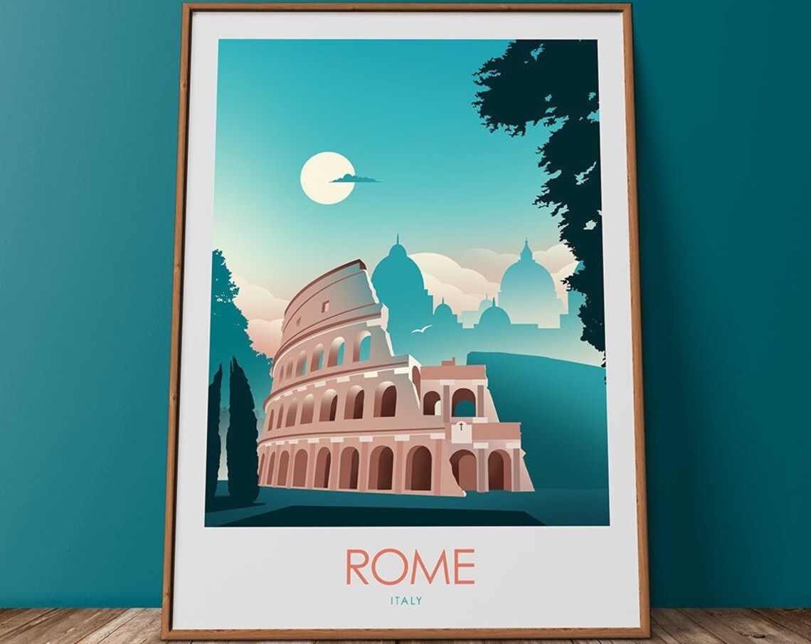 Rome Italy Travel Poster, Colosseum Art Print - Image 3
