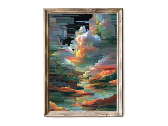Conflict Mind Abstract Wall Art Modern Vertical Print Colorful Painting Contemporary Decor 185