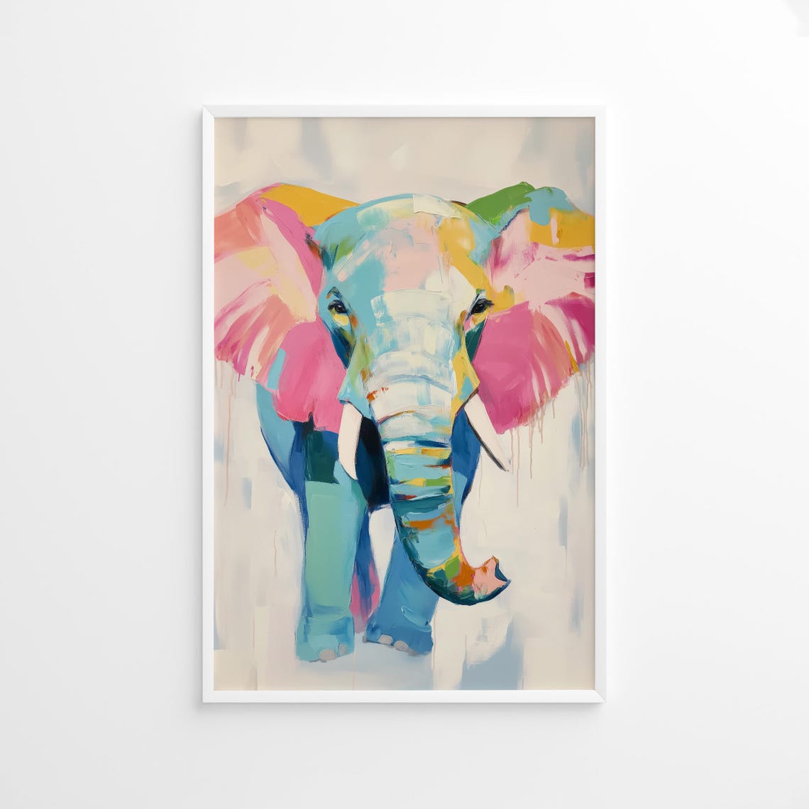 Colorful Elephant Poster, Abstract Safari Art Print