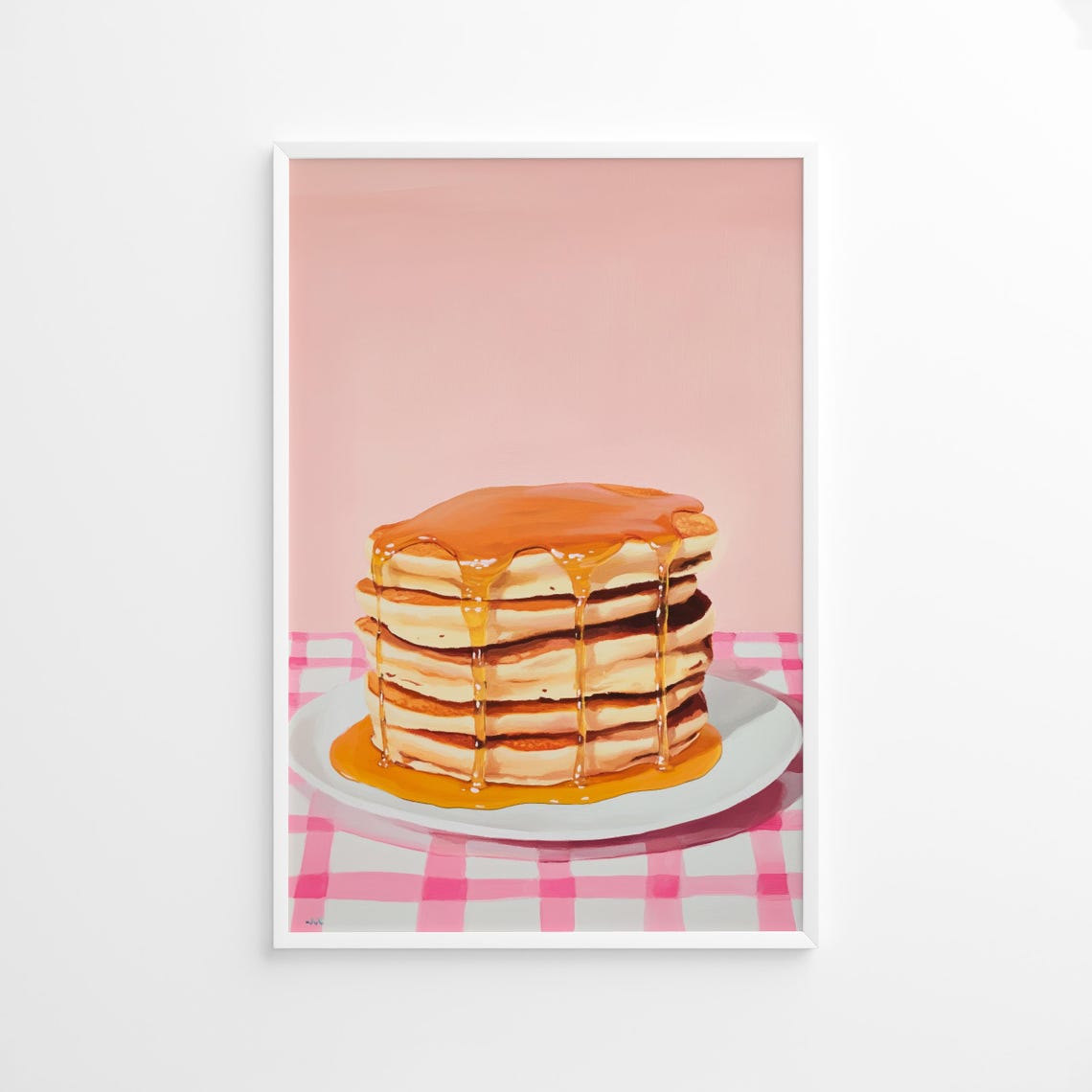 Pancake Stack with Syrup Drizzle Retro Diner Breakfast Food Art Poster