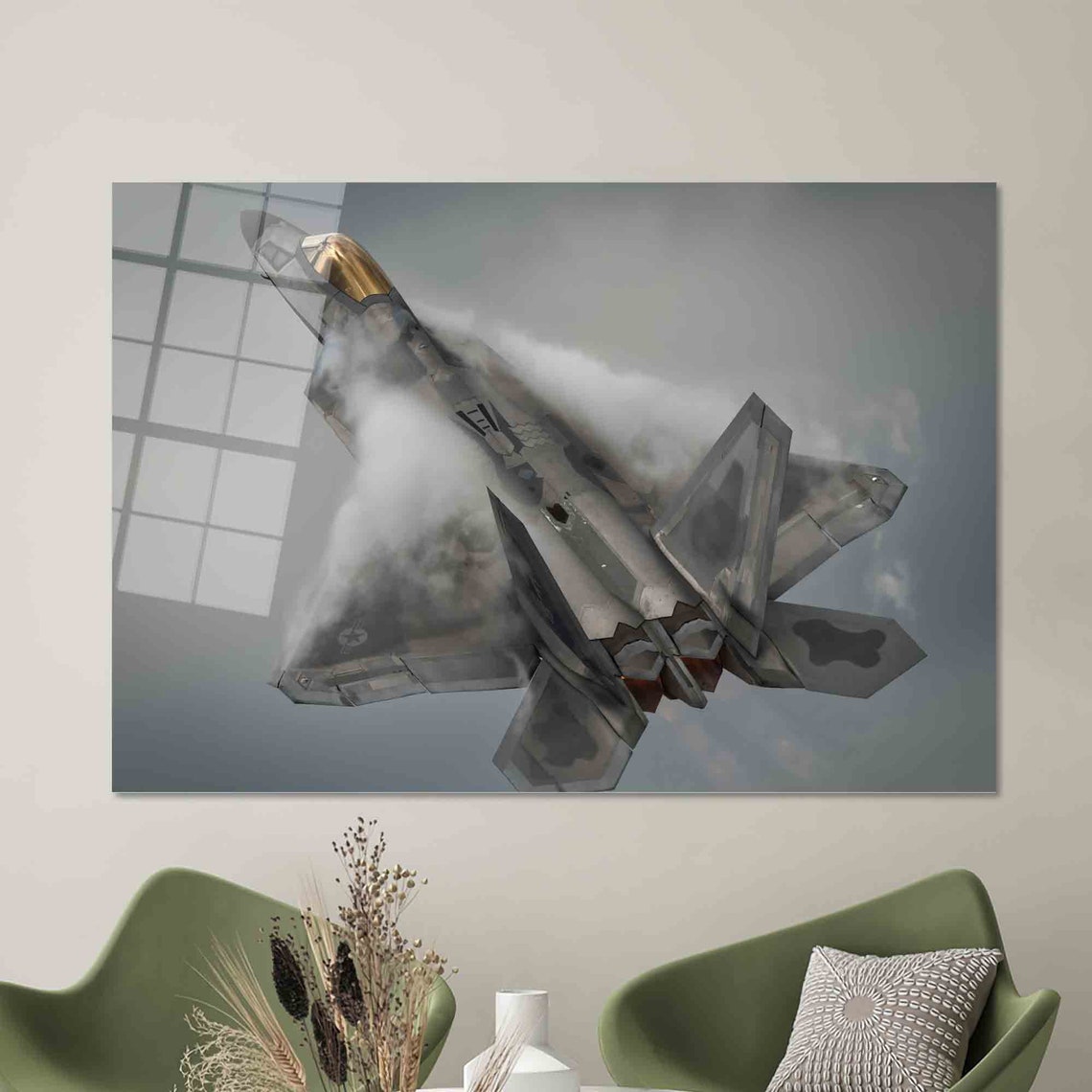 Stealth Fighter Jet In Steep Climb Through Vapor Trail Aviation Poster - Image 2