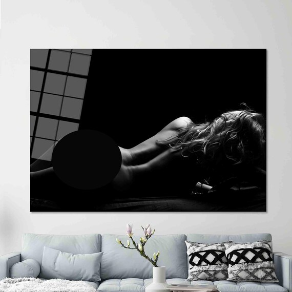 Black White Reclining Woman Artistic Silhouette Photography Poster