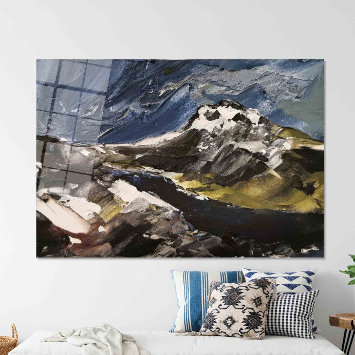 Snowy Mountain Abstract Landscape Oil Painting Modern Art Poster - Image 2