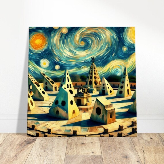Jantar Mantar Jaipur Observatory Starry Night Oil Painting Poster