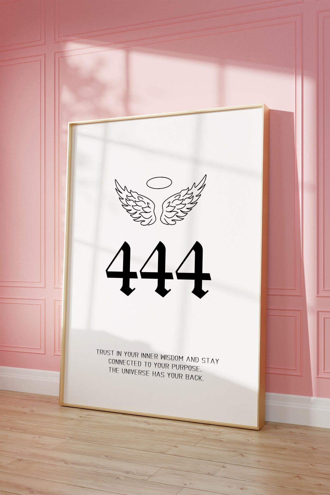 Angel Number 444 Wings Numerology Affirmation Minimal Quote Print