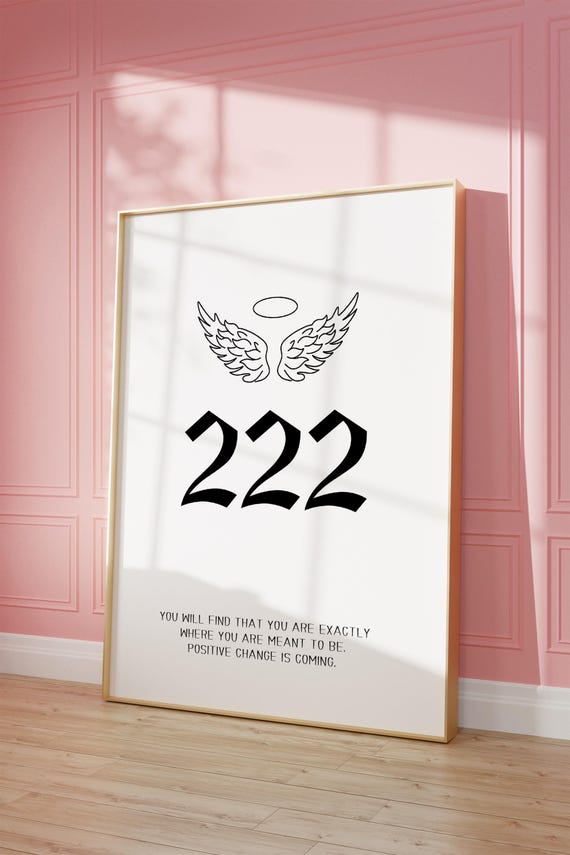 Angel Number 222 Poster Spiritual Wall Art Digital Download