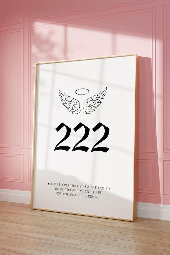 Angel Number 222 Spiritual Wings Positive Change Quote Poster
