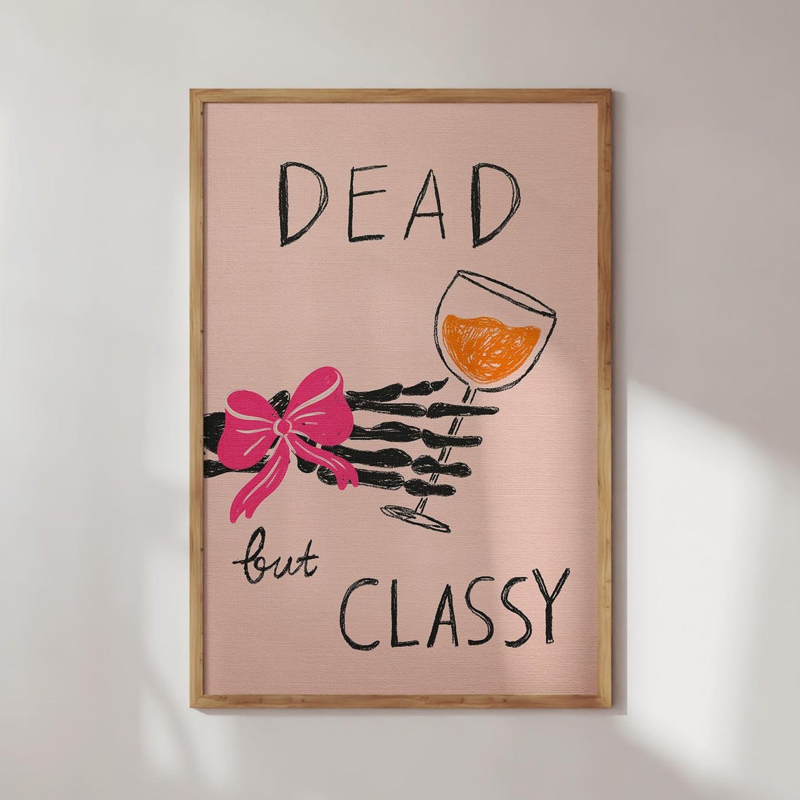 Playful Skeleton Print Dopamine Halloween Wall Art