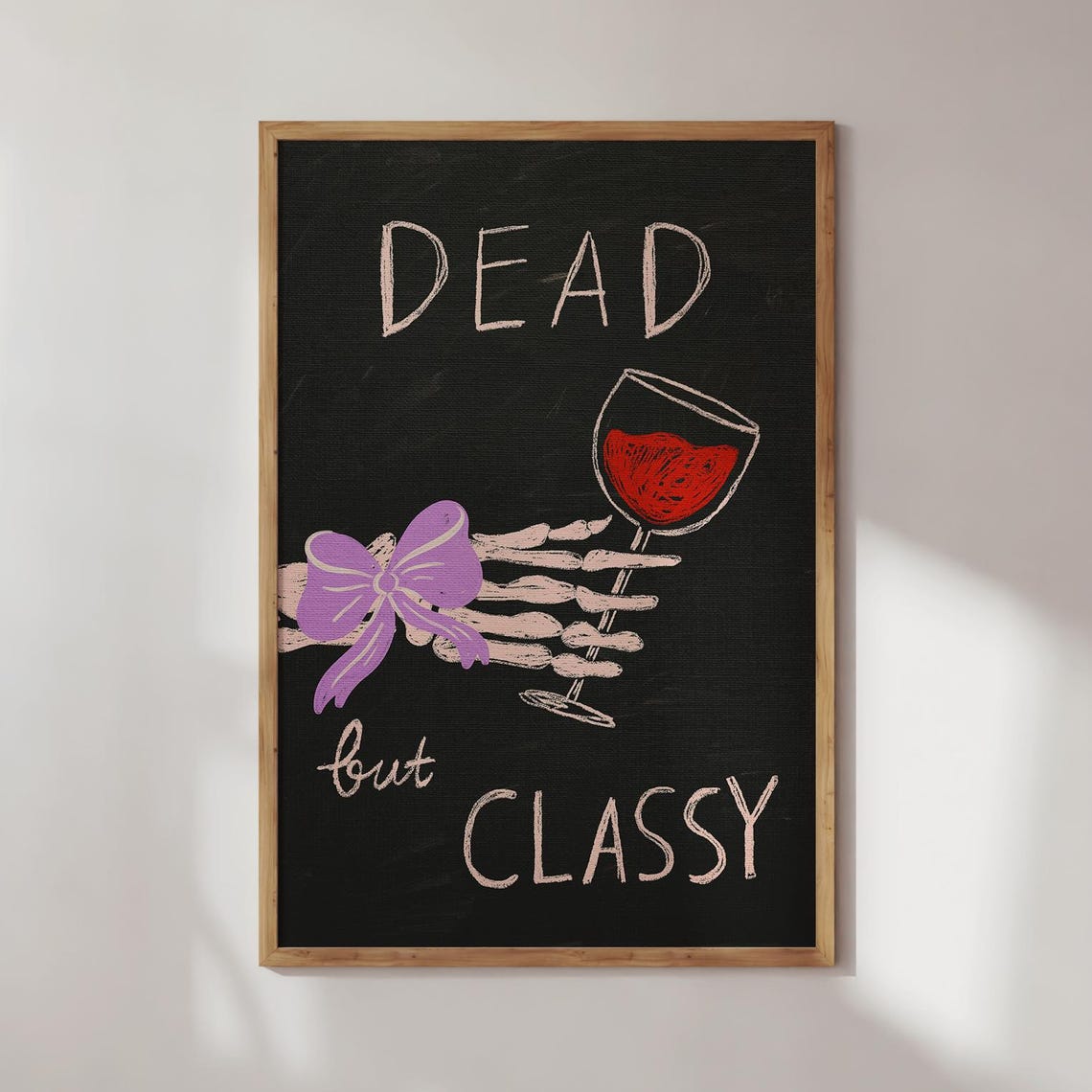 Playful Skeleton Print Dopamine Halloween Wall Art