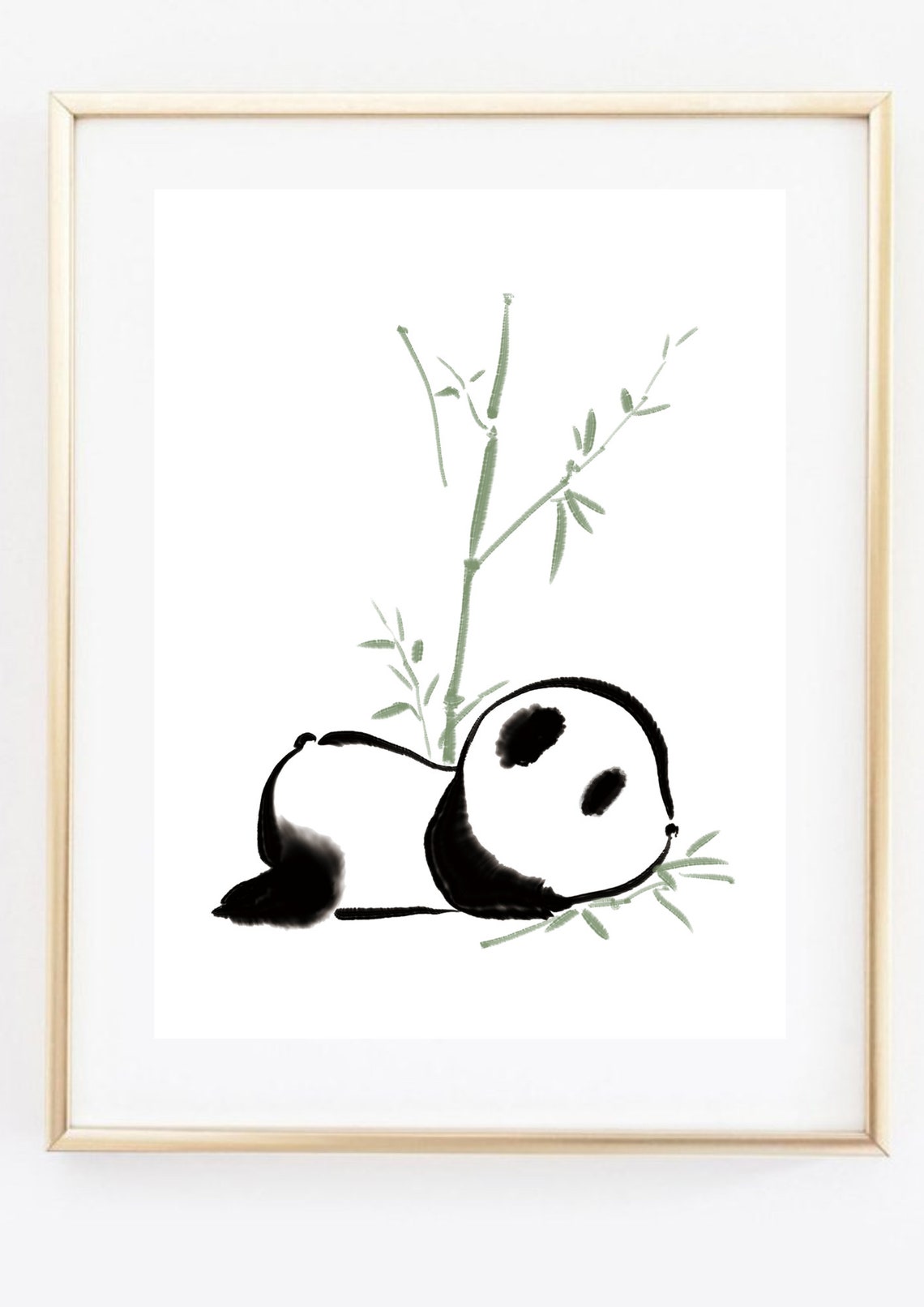 Din A4 Art Print Without Frame Cute Panda Panda Bear Bear Bamboo Watercolor Ink Painting Picture Print Poster - Image 3