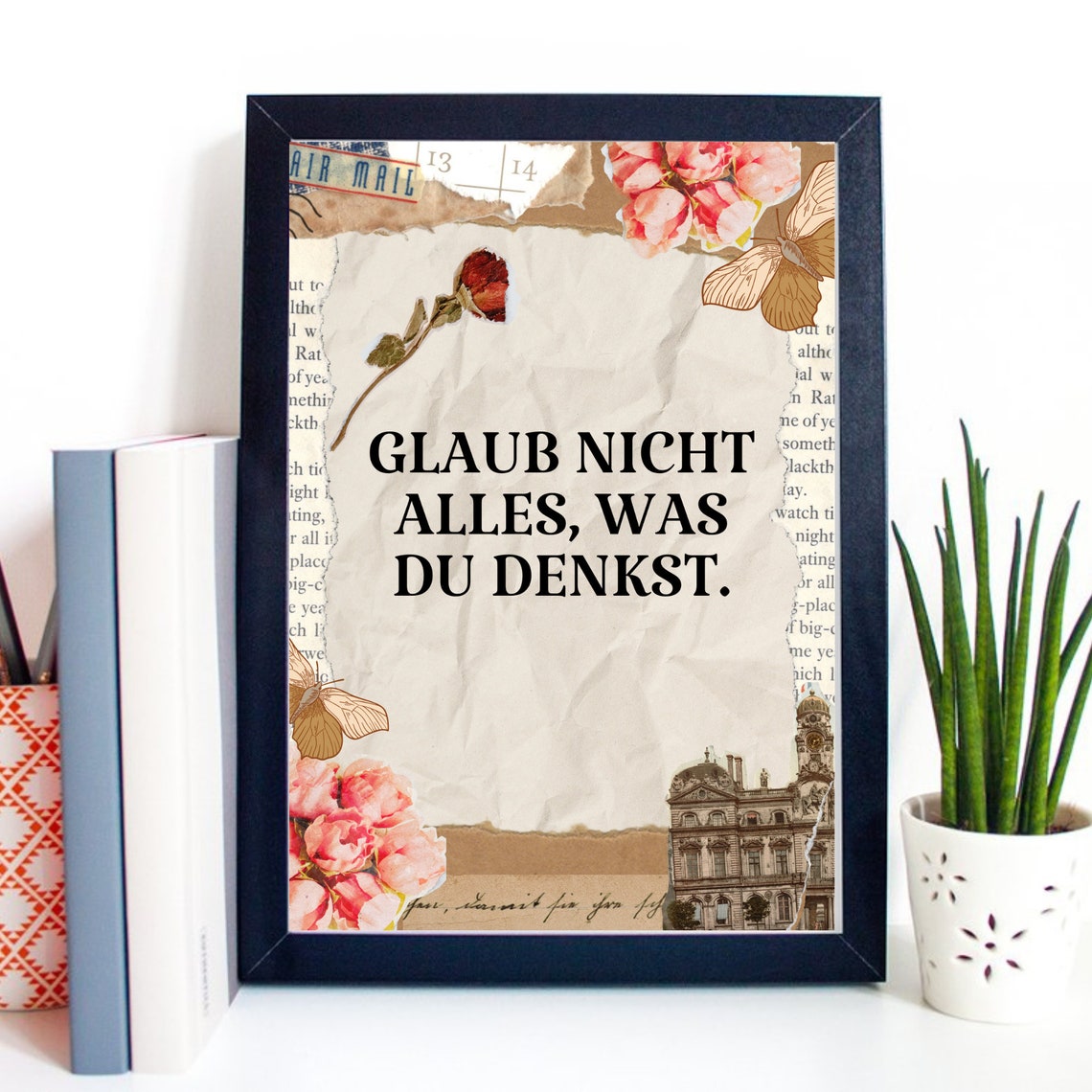 Dont Believe Everything You Think German Vintage Collage Art Print - Image 2