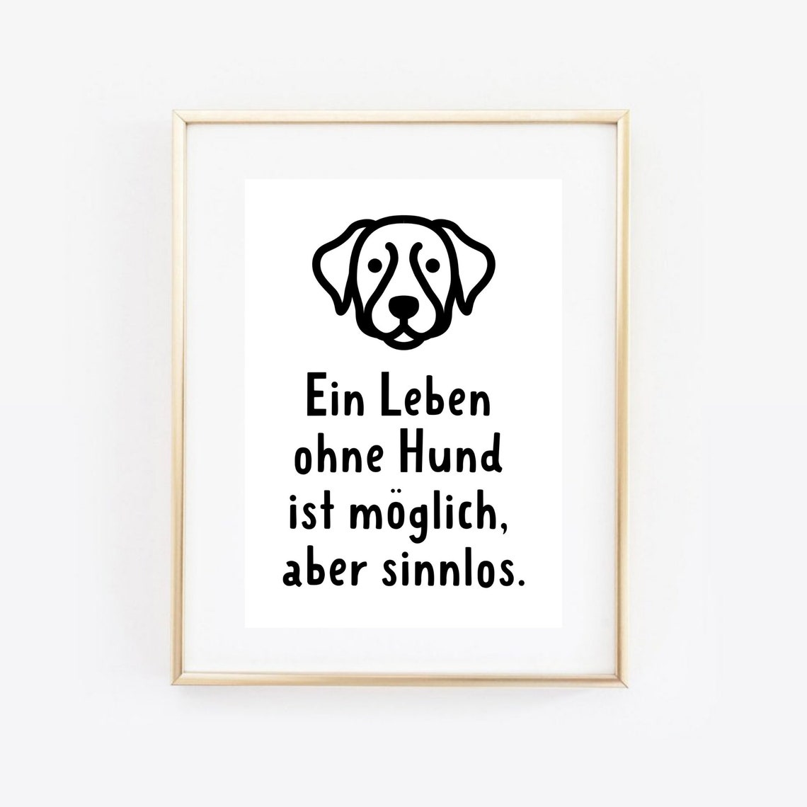 Life Without Dog Saying Line Art Dog Lover Gift Funny Pet Wall Poster - Image 2