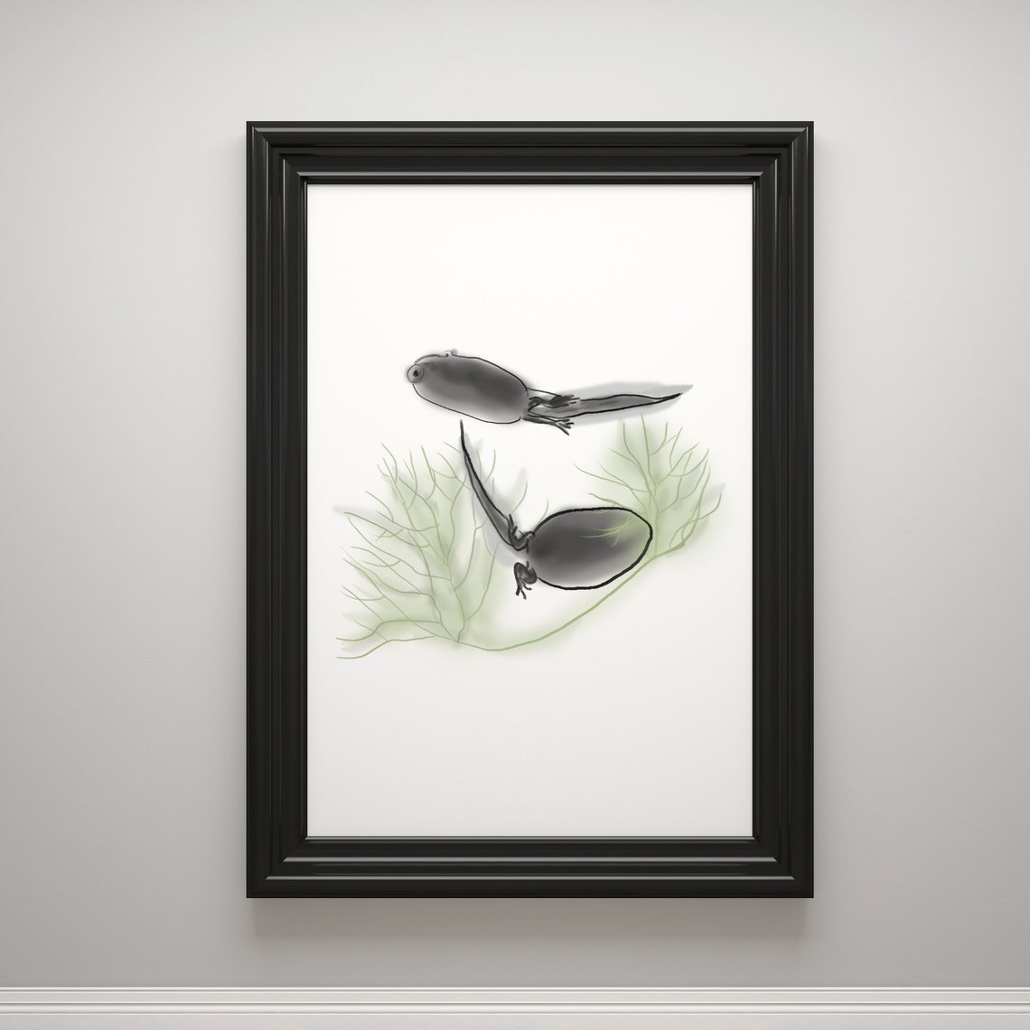 Tadpoles Watercolor Pond Life Two Baby Frogs Nature Science Wall Art - Image 3