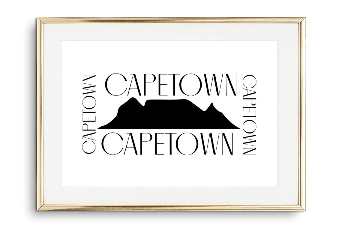 Cape Town Table Mountain Silhouette Typography Travel Poster - Image 2