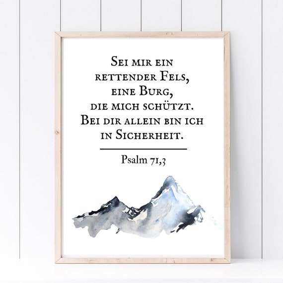 Din A4 Art Print Without Frame Bible Saying Psalm Saving Rock And Castle Bible God Faith Baptism Confirmation Communion Birth Poster