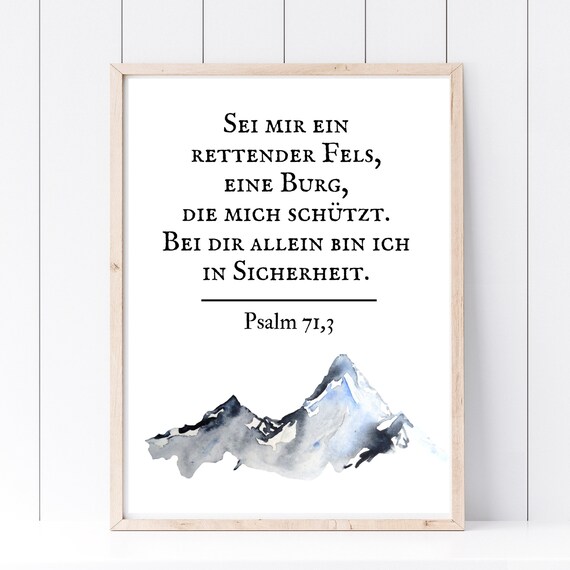 Psalm 71 Bible Verse German Faith Mountain Watercolor Poster