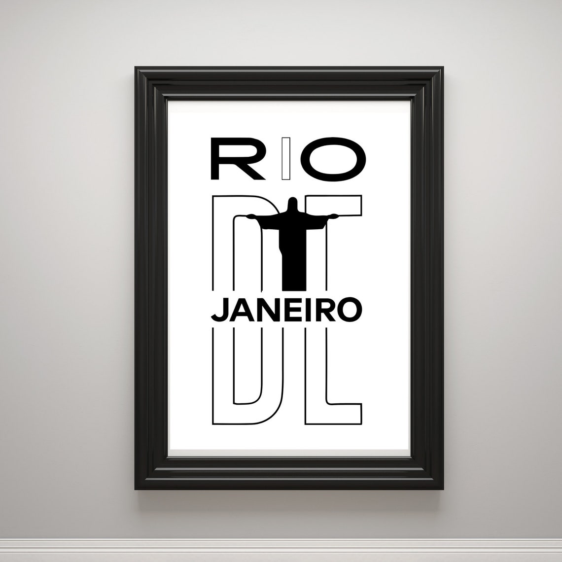 Rio De Janeiro Brazil Typography Poster Christ The Redeemer Travel Art