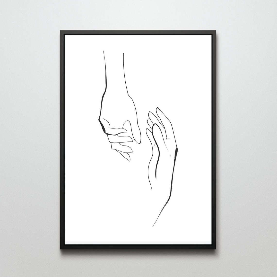 Minimalist Hands Line Art Drawing Abstract Couple Love Wall Art Print - Image 3