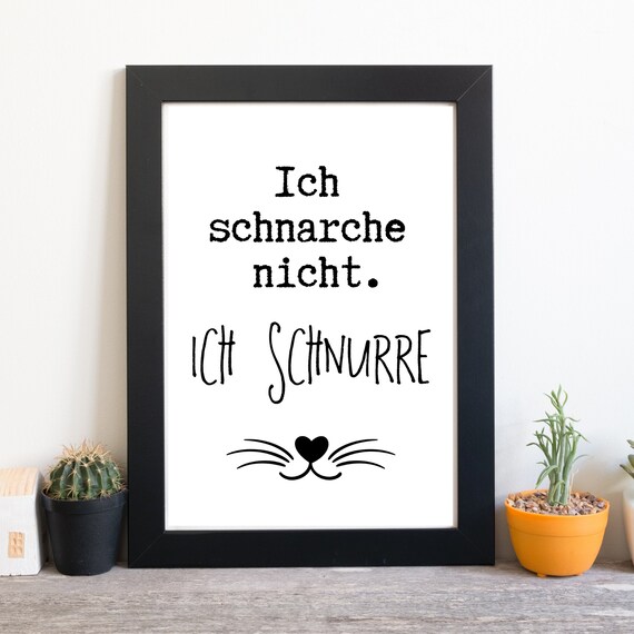 Funny Cat Purr Not Snore German Quote Cat Whiskers Humor Poster