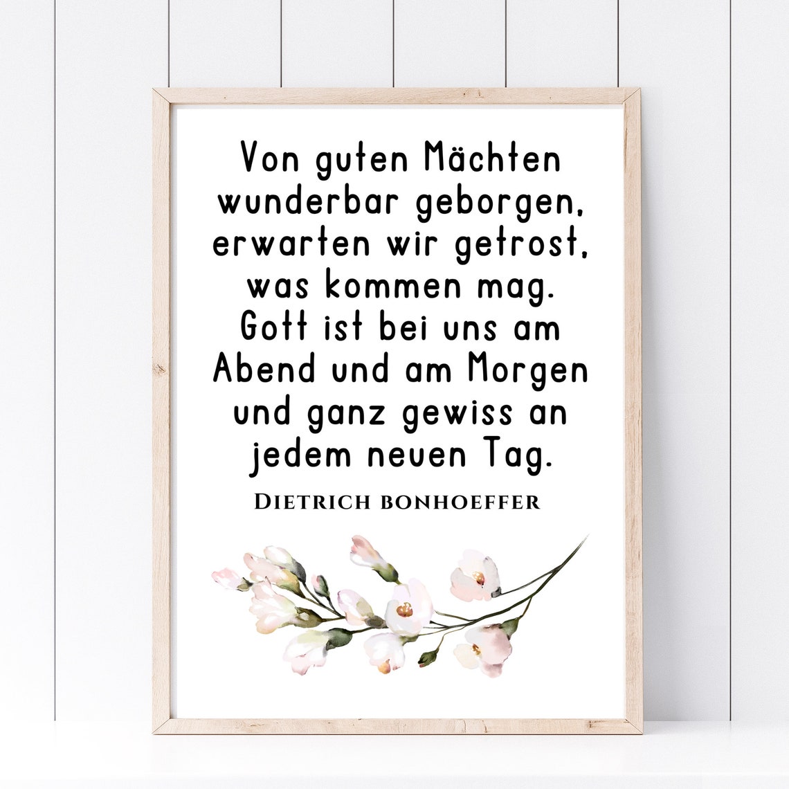 Dietrich Bonhoeffer Faith Quote German Floral Typography Poster