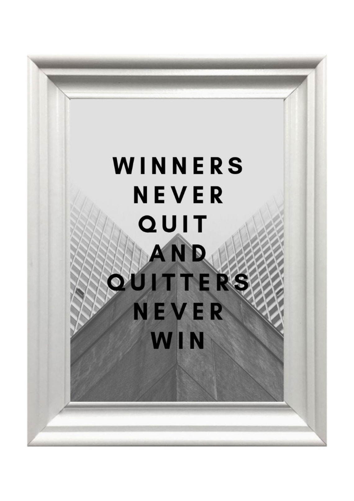 Din A4 Art Print Unframed Saying Winners Never Quit Winner Motivation Quote Photo Grey Modern Typography Image Poster Gift - Image 3