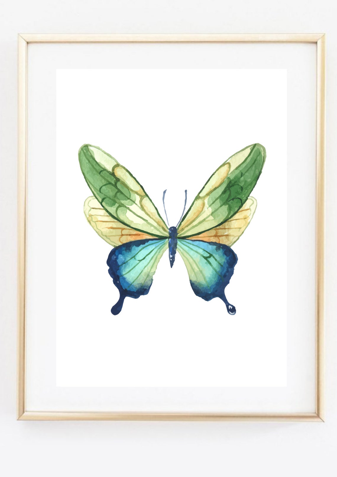 Din A4 Art Print Without Frame Green Butterfly Butterfly Nature Watercolor Print Poster Image - Image 3