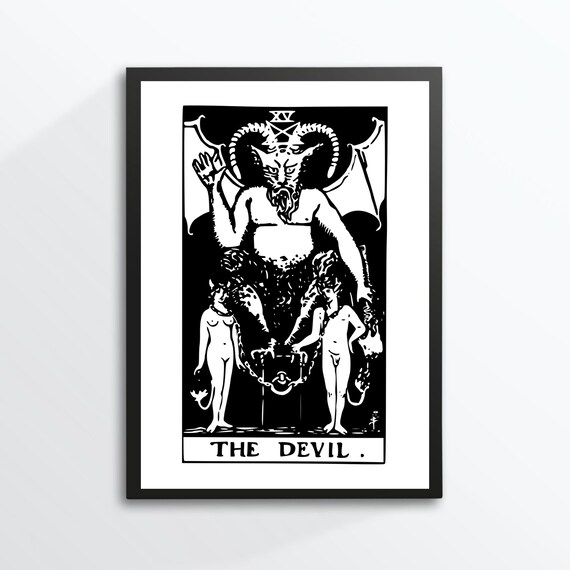 The Devil Tarot Card XV Rider Waite Gothic Occult Dark Art Poster
