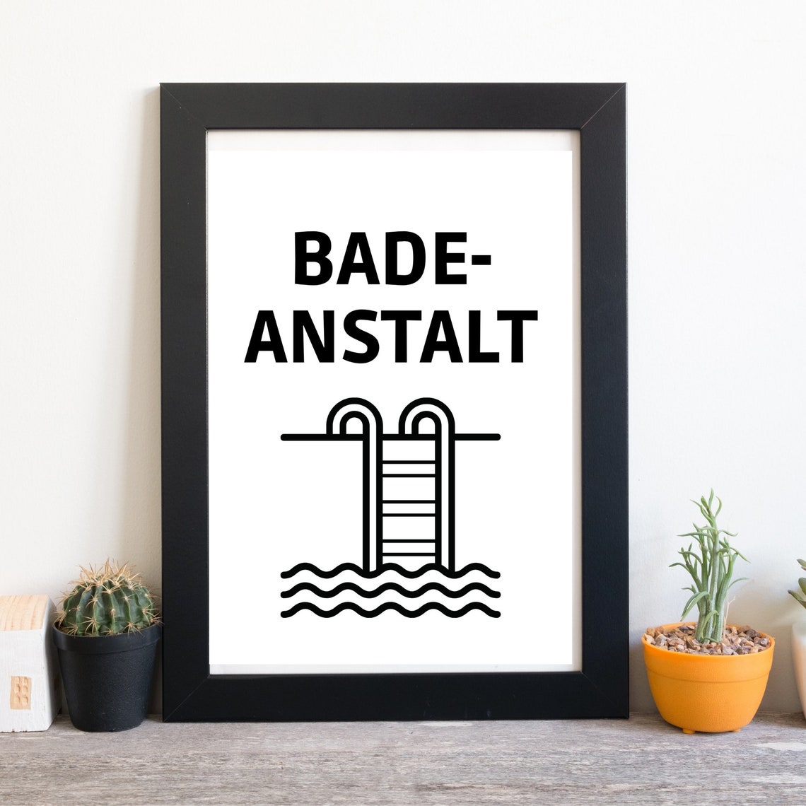 Badeanstalt Funny German Bath Pool Ladder Minimalist Quote Poster - Image 2