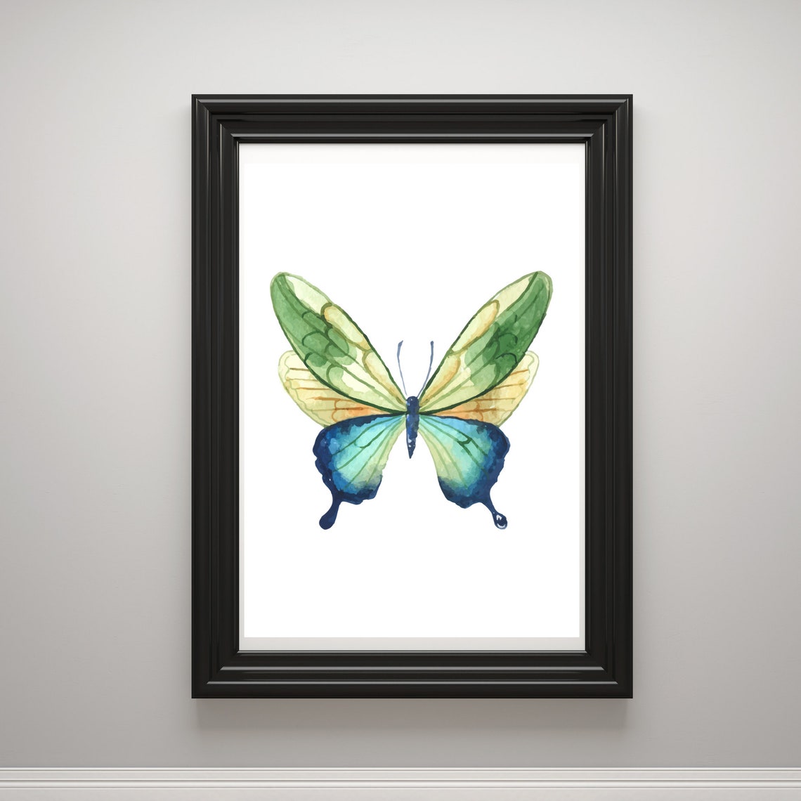 Din A4 Art Print Without Frame Green Butterfly Butterfly Nature Watercolor Print Poster Image - Image 2