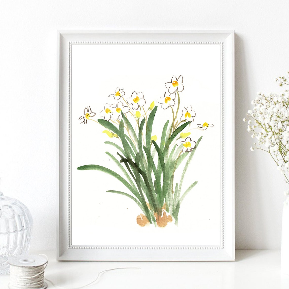 Daffodils Watercolor Botanical Flower Painting Spring Decor Poster - Image 3
