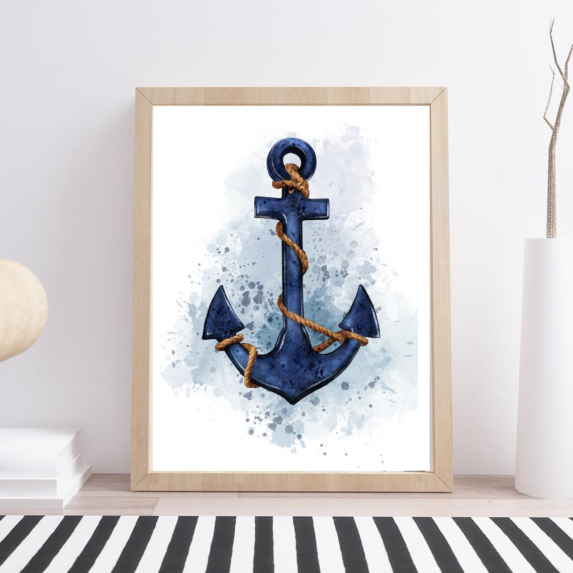 Anchor Maritime Sailing Boat Watercolor Art Print