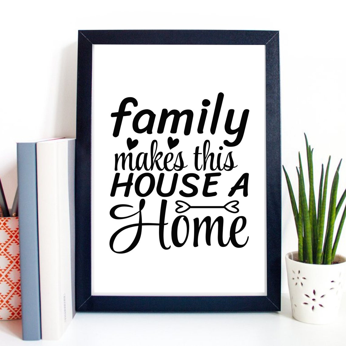 Family Makes This House A Home Quote Typography Wall Art Poster Gift - Image 3