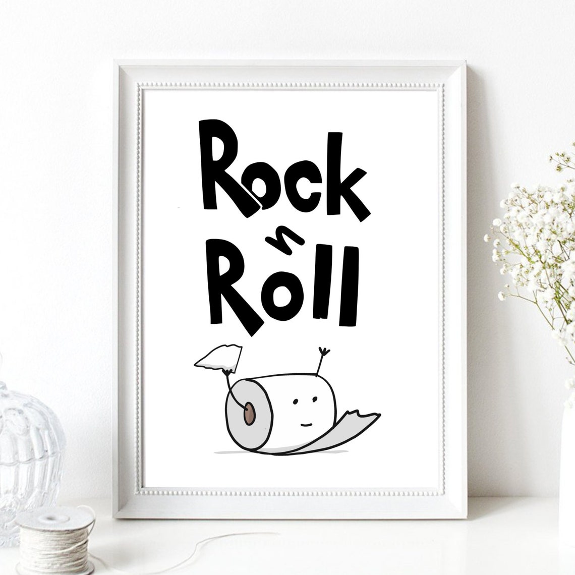 Din A4 Art Print Without Frame Toilet Paper Rock N Roll Toilet Toilet Bathroom Guest Toilet Funny Photo Picture Print Poster Picture - Image 2