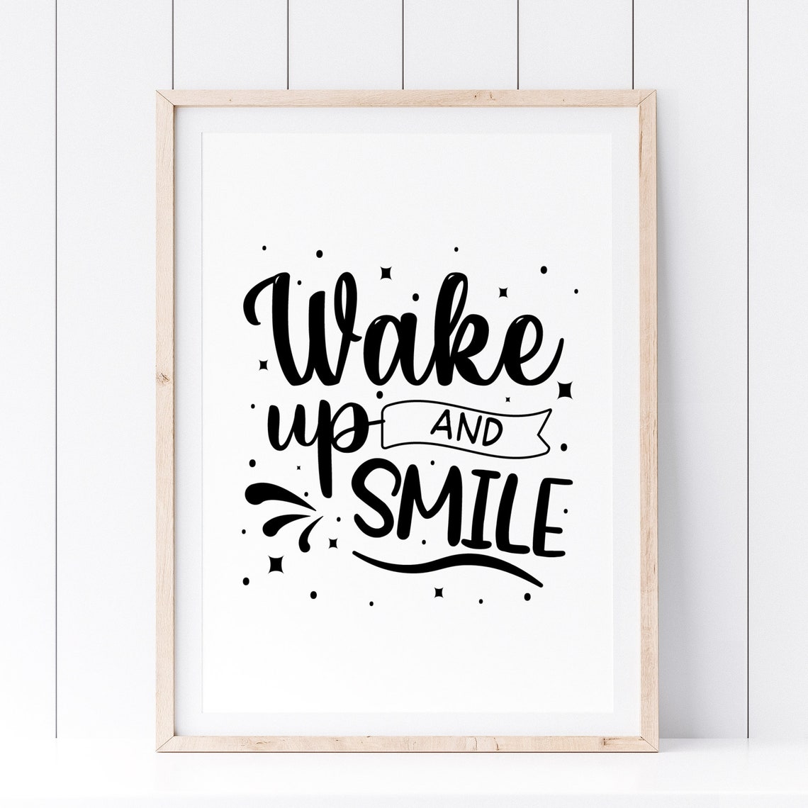 Wake Up And Smile Hand Lettered Motivational Quote Poster Good Mood