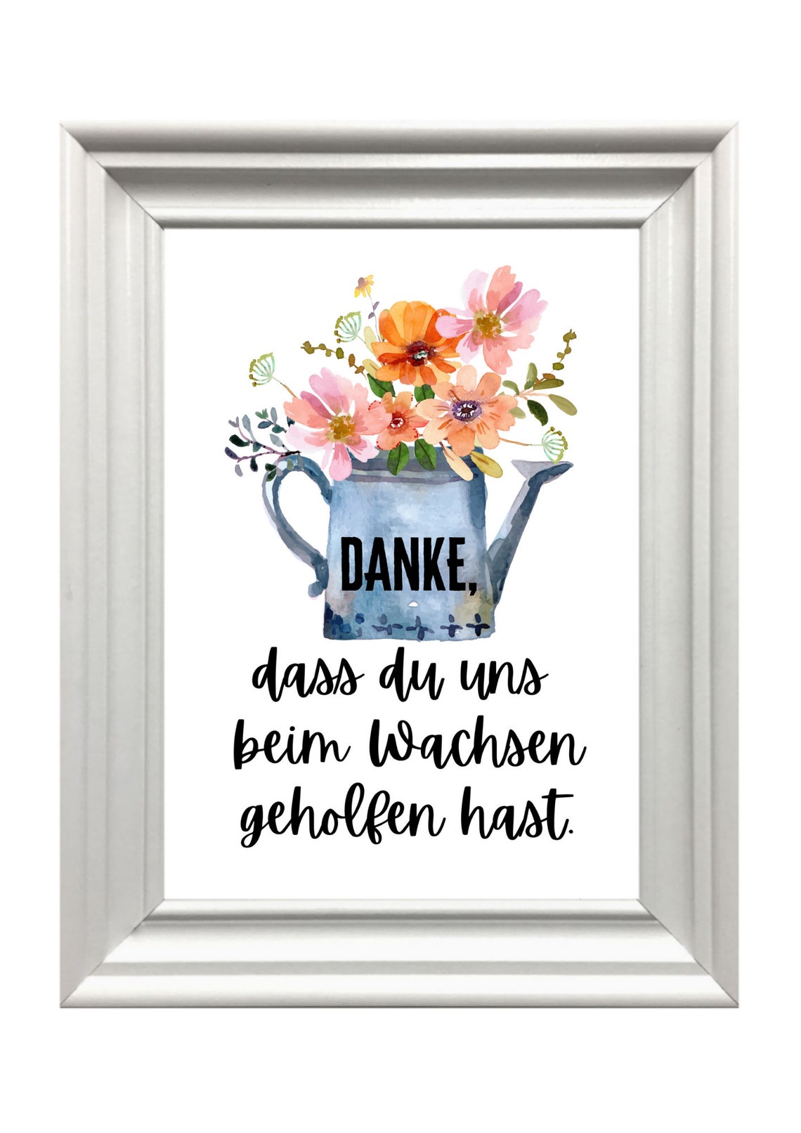 Thank You Teacher Watering Can Flowers German Farewell Gift Art Poster - Image 2