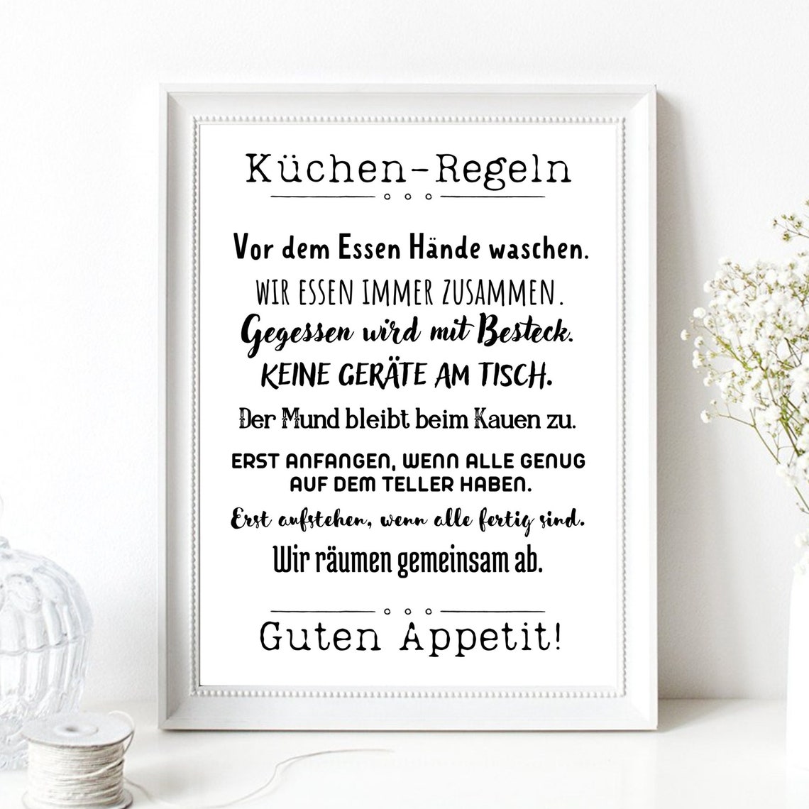 Kitchen Rules German Typography Print with Family Dining Room Poster - Image 2