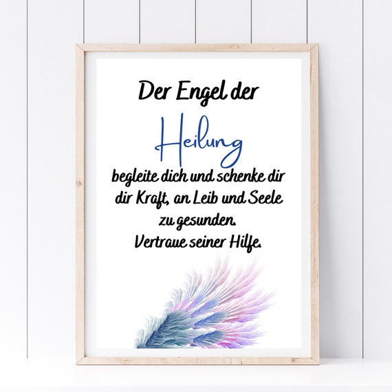 Din A4 Art Print Without Frame The Angel Of Healing Guardian Angel Blessing Recovery Health Gift Poster Print Image